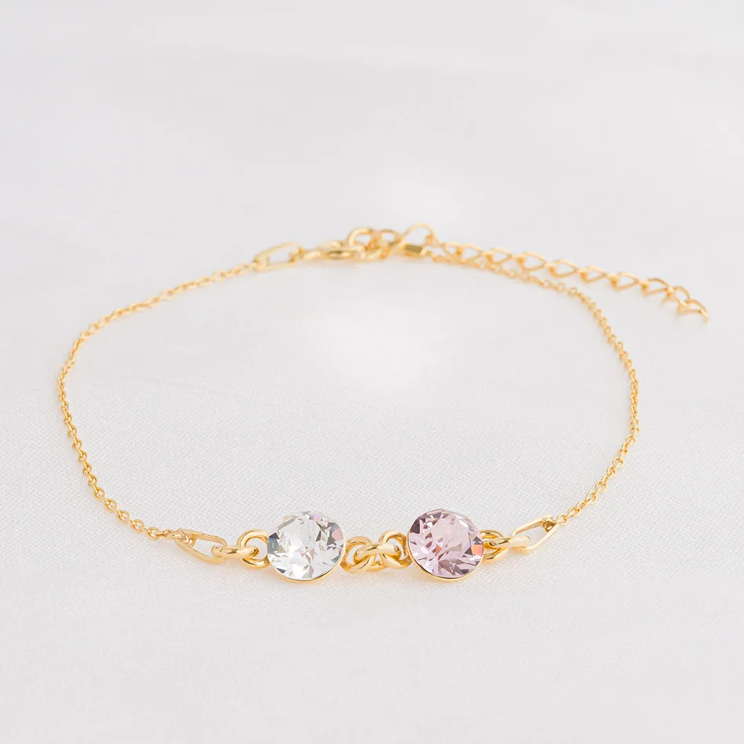 Mother And Daughter Forever Linked Together Custom Birthstones Bracelet