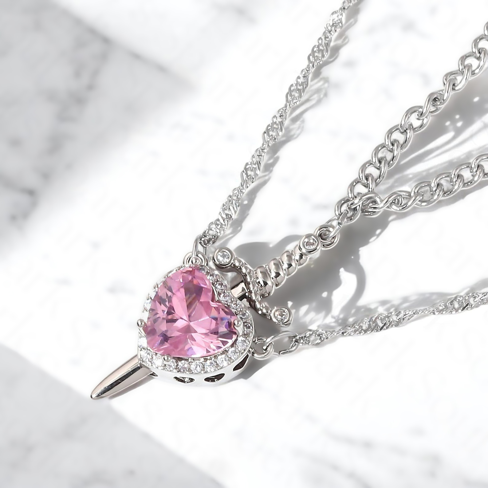 Heart and Sword Necklace - Couple Necklaces