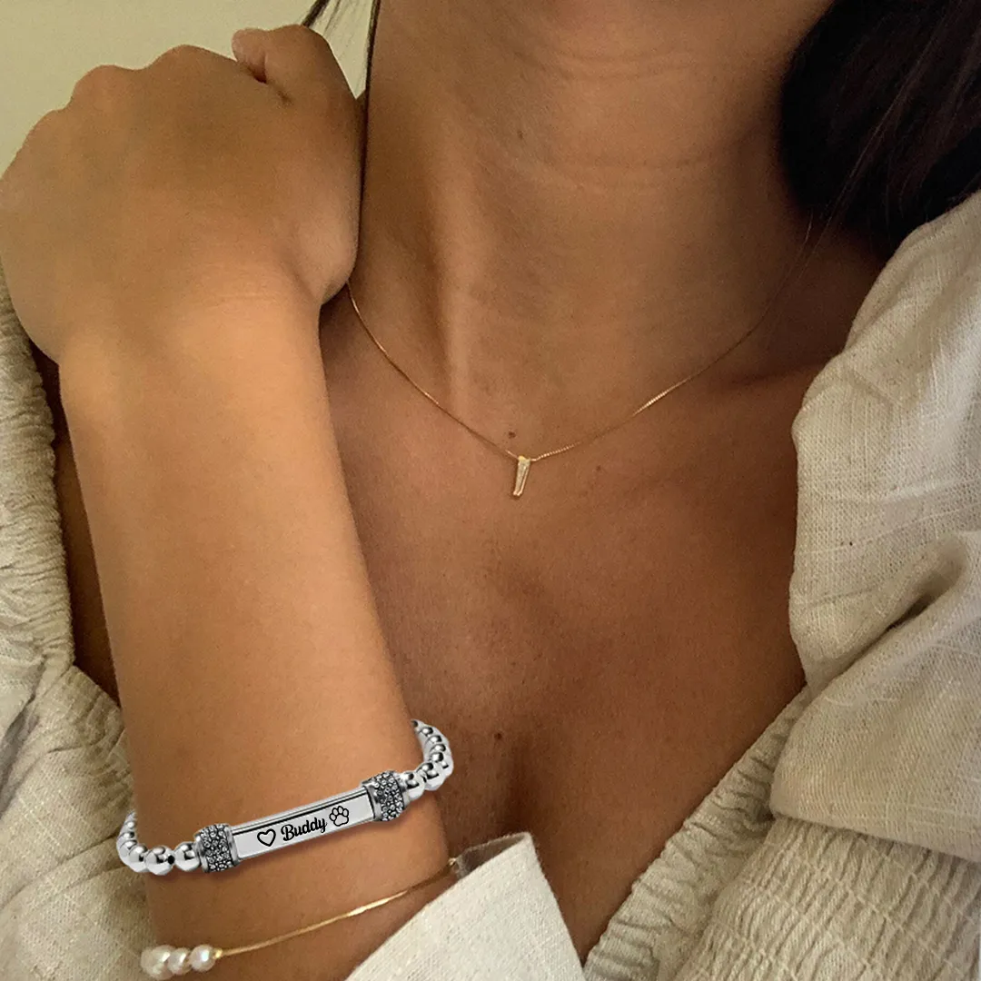 FOR MEMORIAL - My Four-legged Angel is Always Near By Custom Name Bead Bracelet