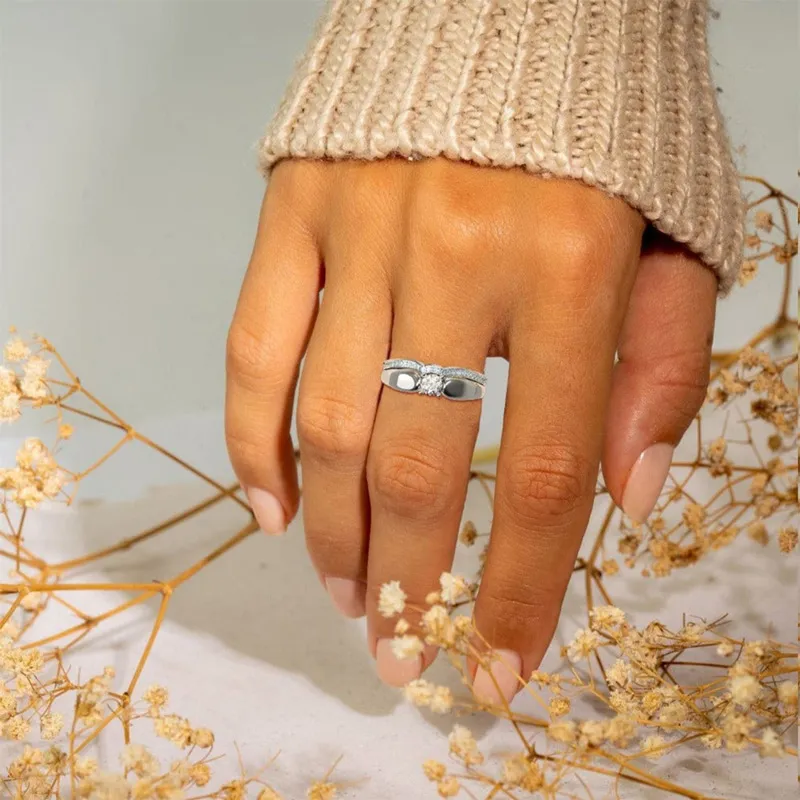 For Memorial - Until We Meet Again Single Diamond Wing-Stacking Ring