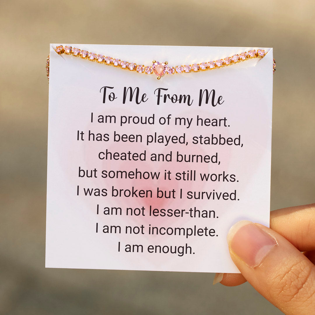 I Am Enough Pavé Heart Bracelet