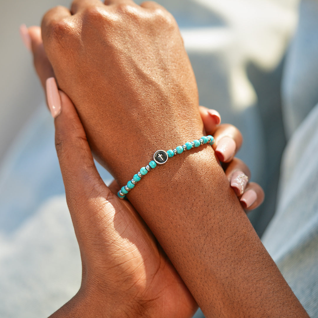 🎄Christmas Pre-sale🎁Dear Daughter Turquoise Bead Cross Bracelet