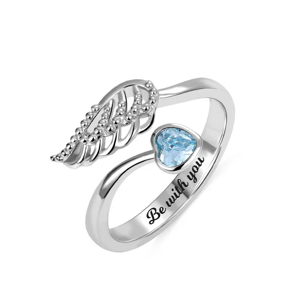 For Memorial - Customized Angel Wing by My Side Ring