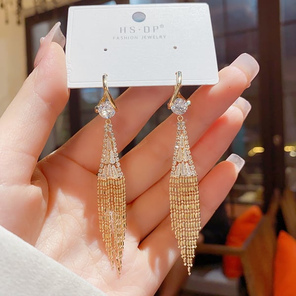 Zircon Tassel Earrings