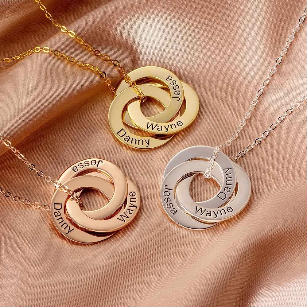 Personalized Name Interlocking Circle Necklace