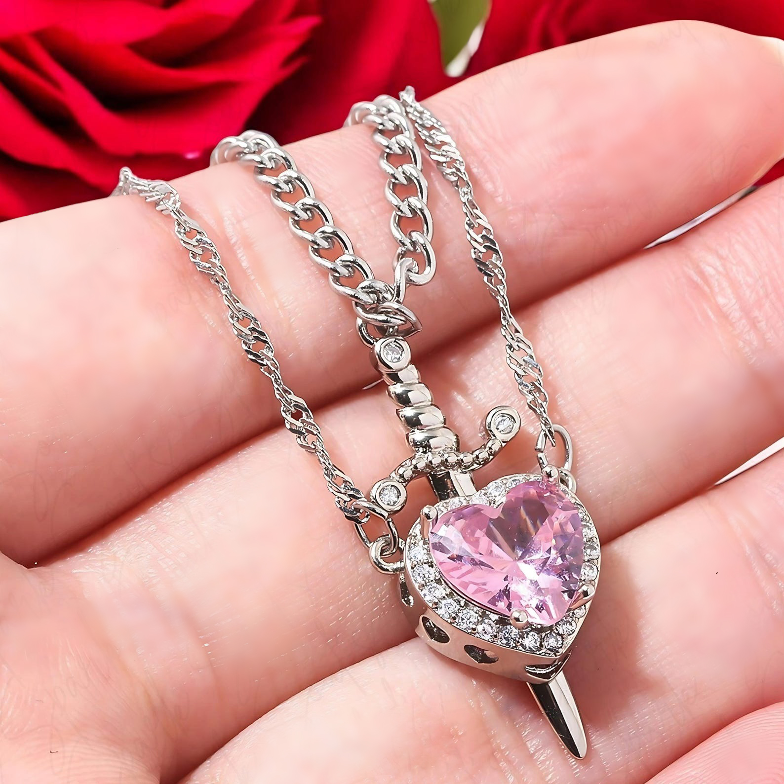 Heart and Sword Necklace - Couple Necklaces