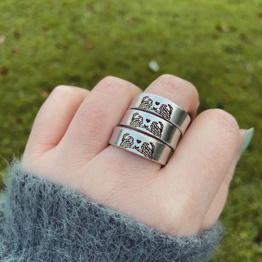 FOR FRIEND - RIDE OR DIE SKELETON PINKY PROMISE RING