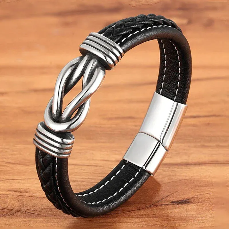 "To My Grandson" Family Bonds - Linked Forever Leather Bracelet