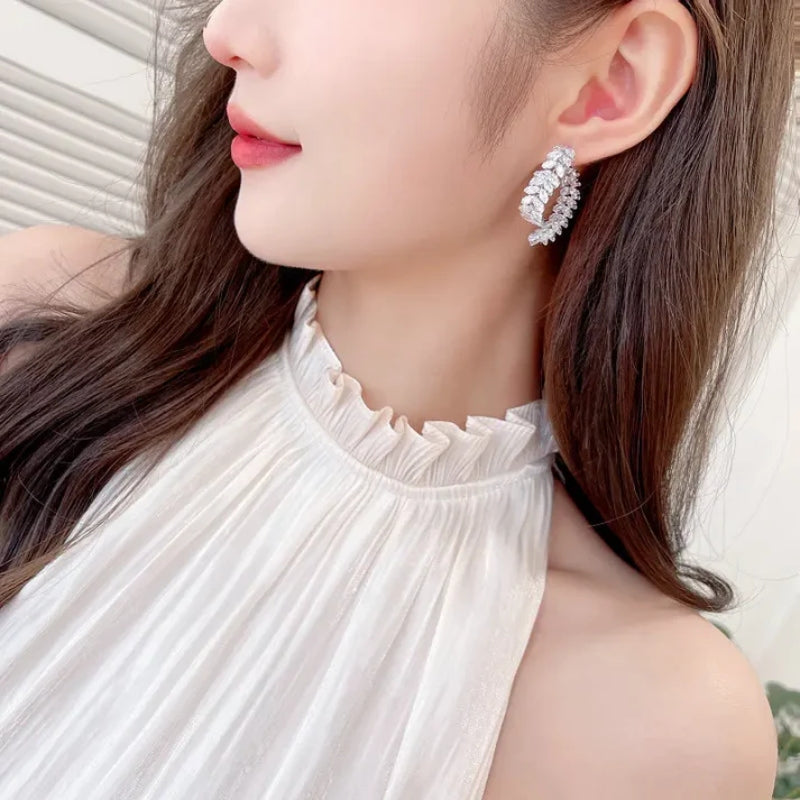 💐Mother's Day Pre-sale💝14K Gold-Plated Exquisite Crystal Heart Wheat Earrings