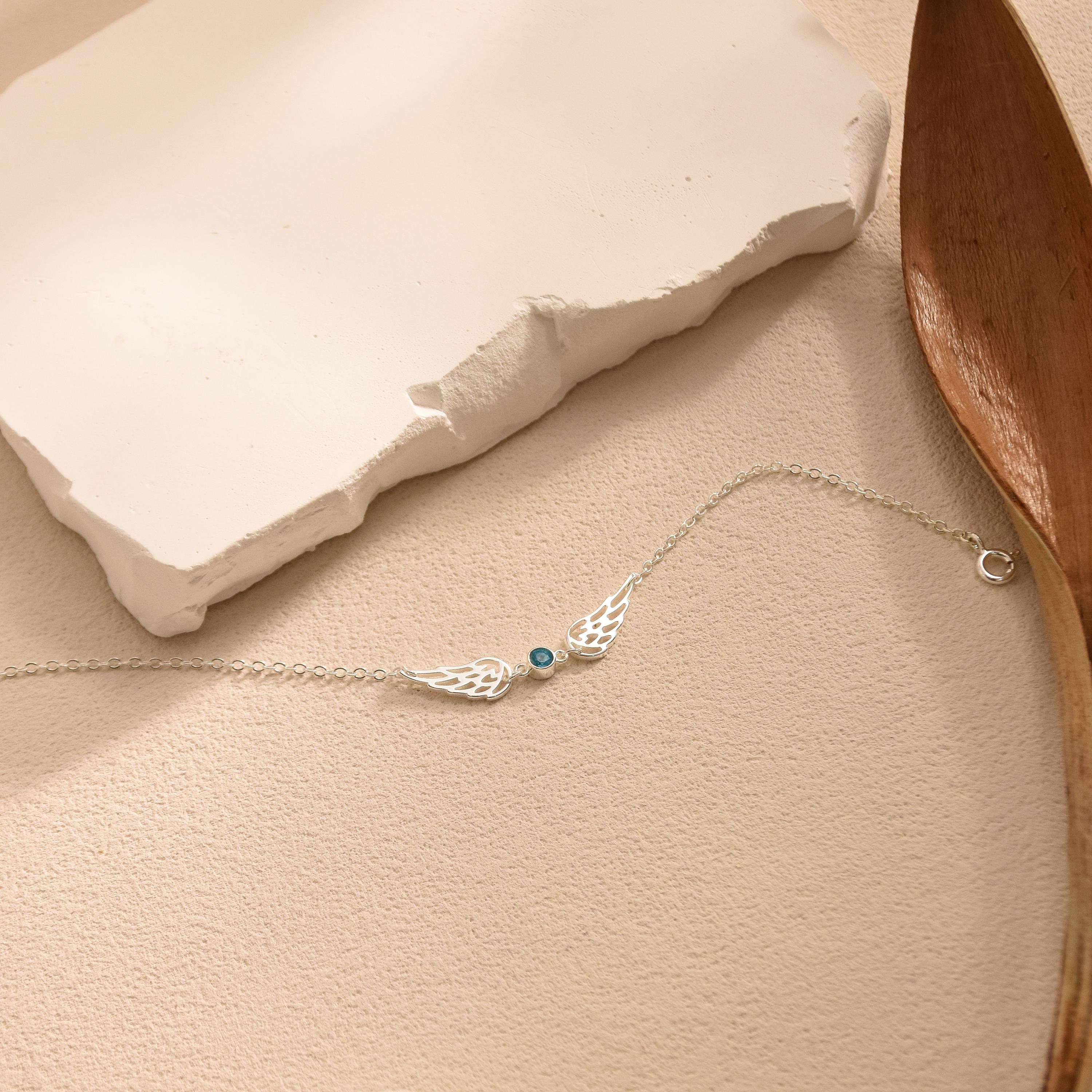 For Memorial -  I'm a Wife to a Husband  Custom Birthstone Wing Bracelet