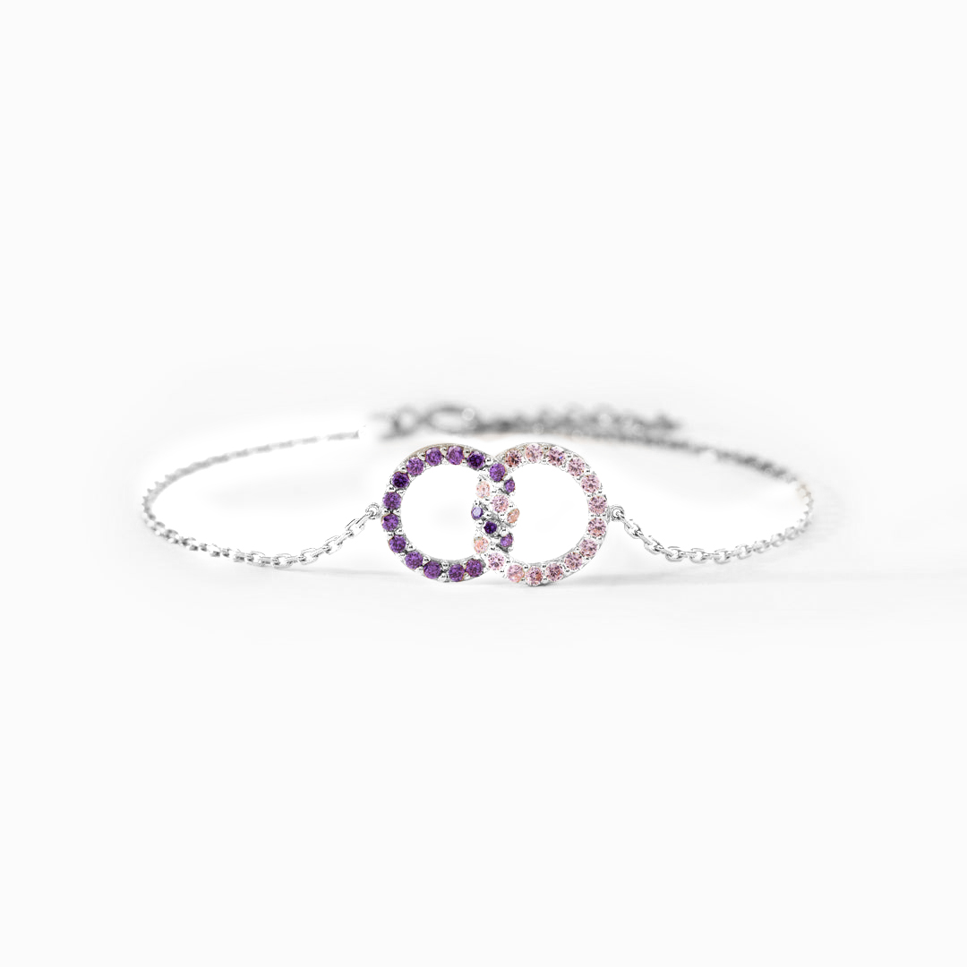 🎄Christmas Pre-sale🎁Mother & Daughter Birthstone Knitted Interlocking Bracelet