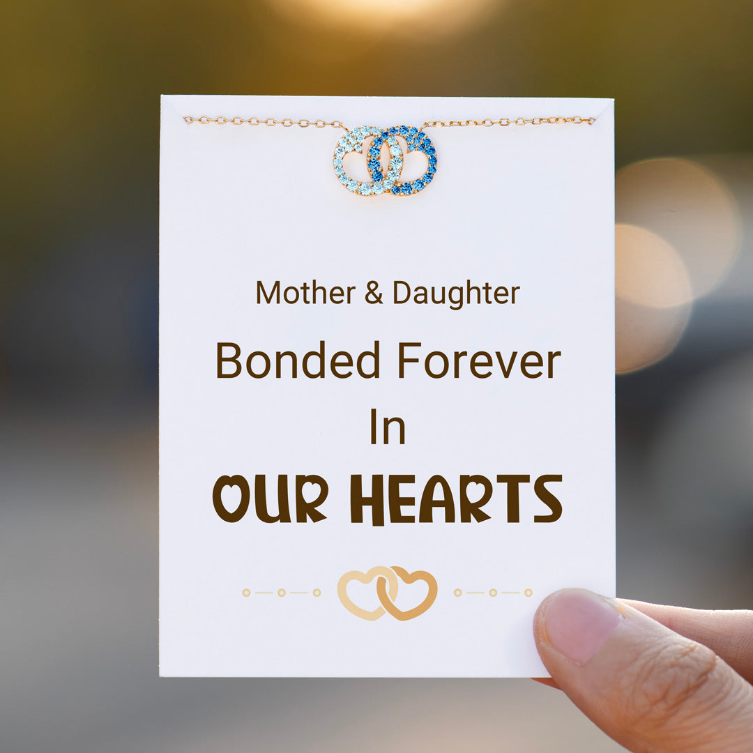 Mother & Daughter Linking Hearts Circle Birthstone Necklace