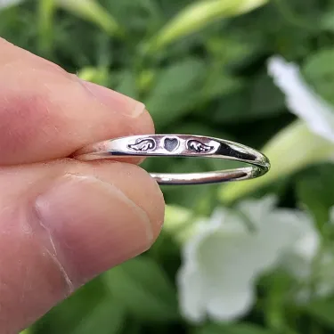 For Memorial - Tiny Heart With Wings Ring
