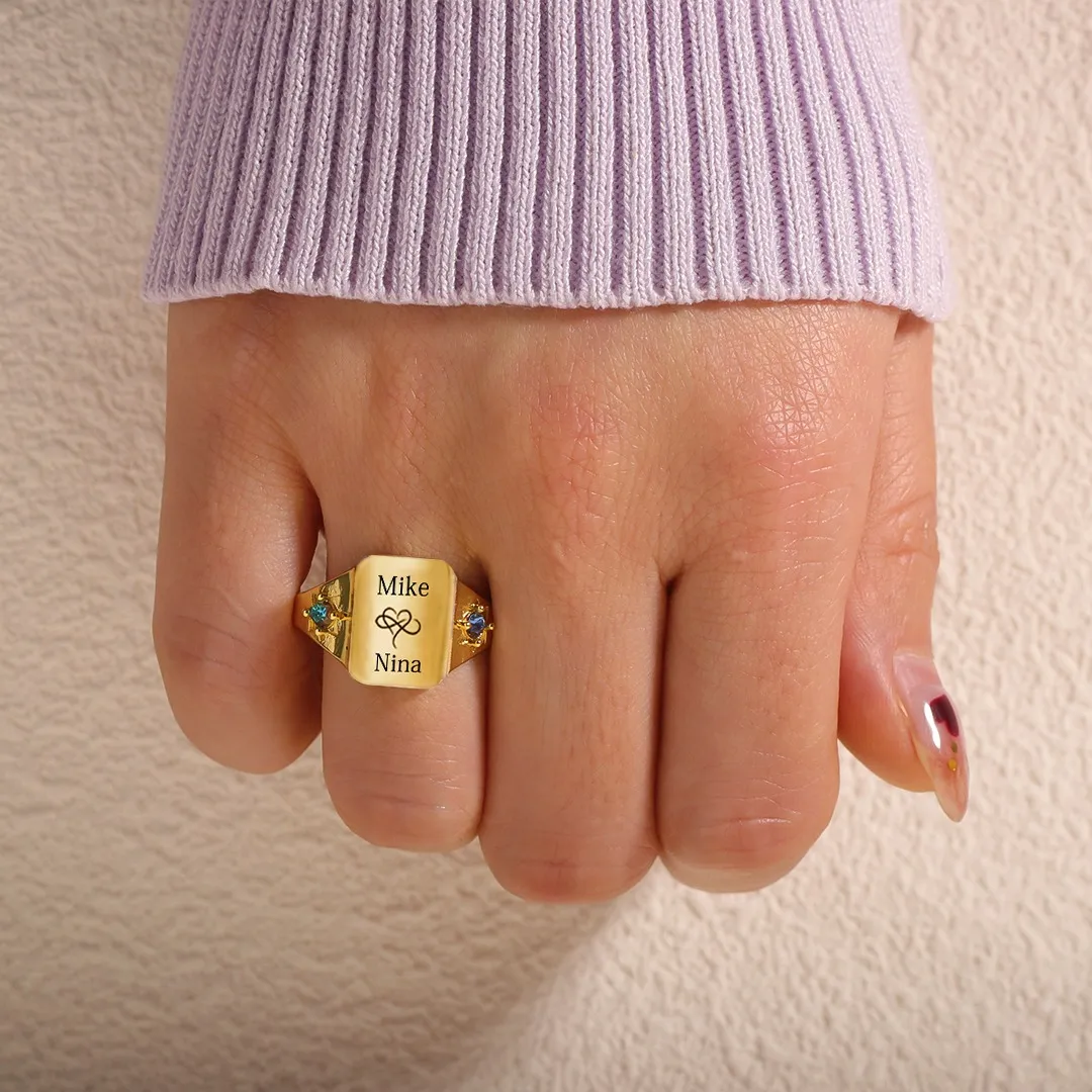 FOR LOVE - BELOVE CUSTOM NAMES AND BIRTHSTONES DAINTY RING