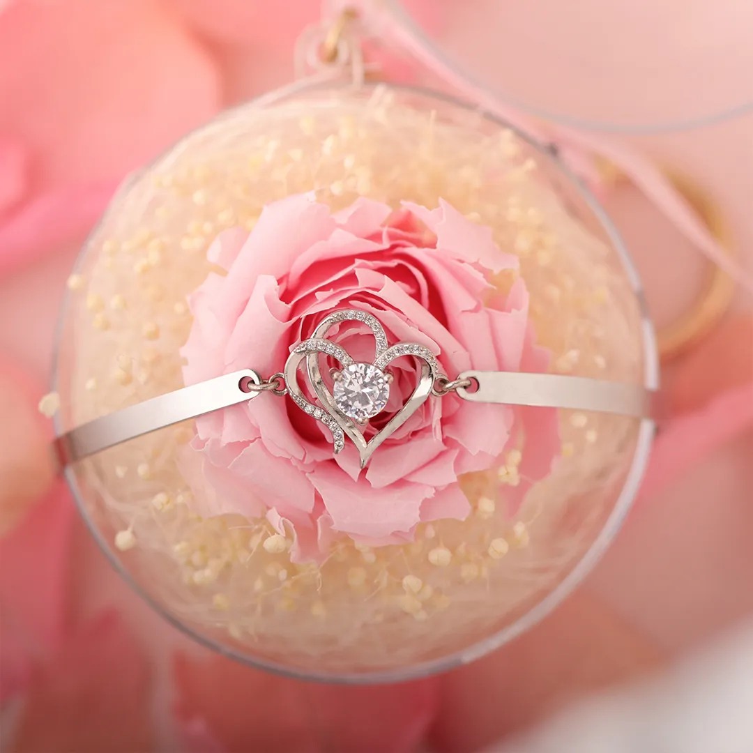 For Love - I Want All Of My Lasts To Be With You Double Heart Bracelet