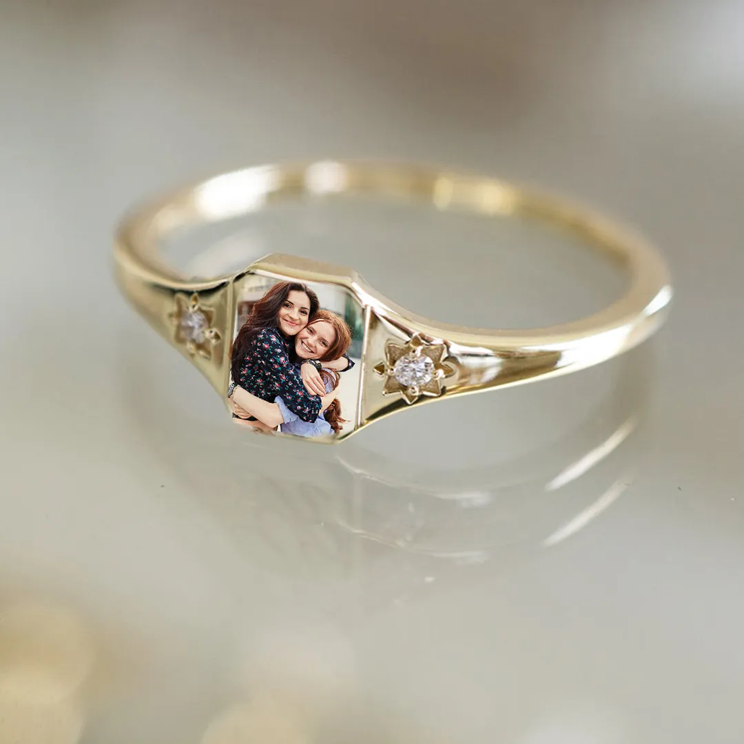 For Sister - Photo Birthstone Custom Ring
