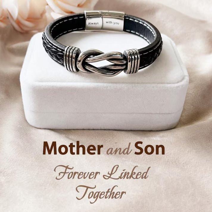 "To My Son" Family Bonds - Linked Forever Leather Bracelet 