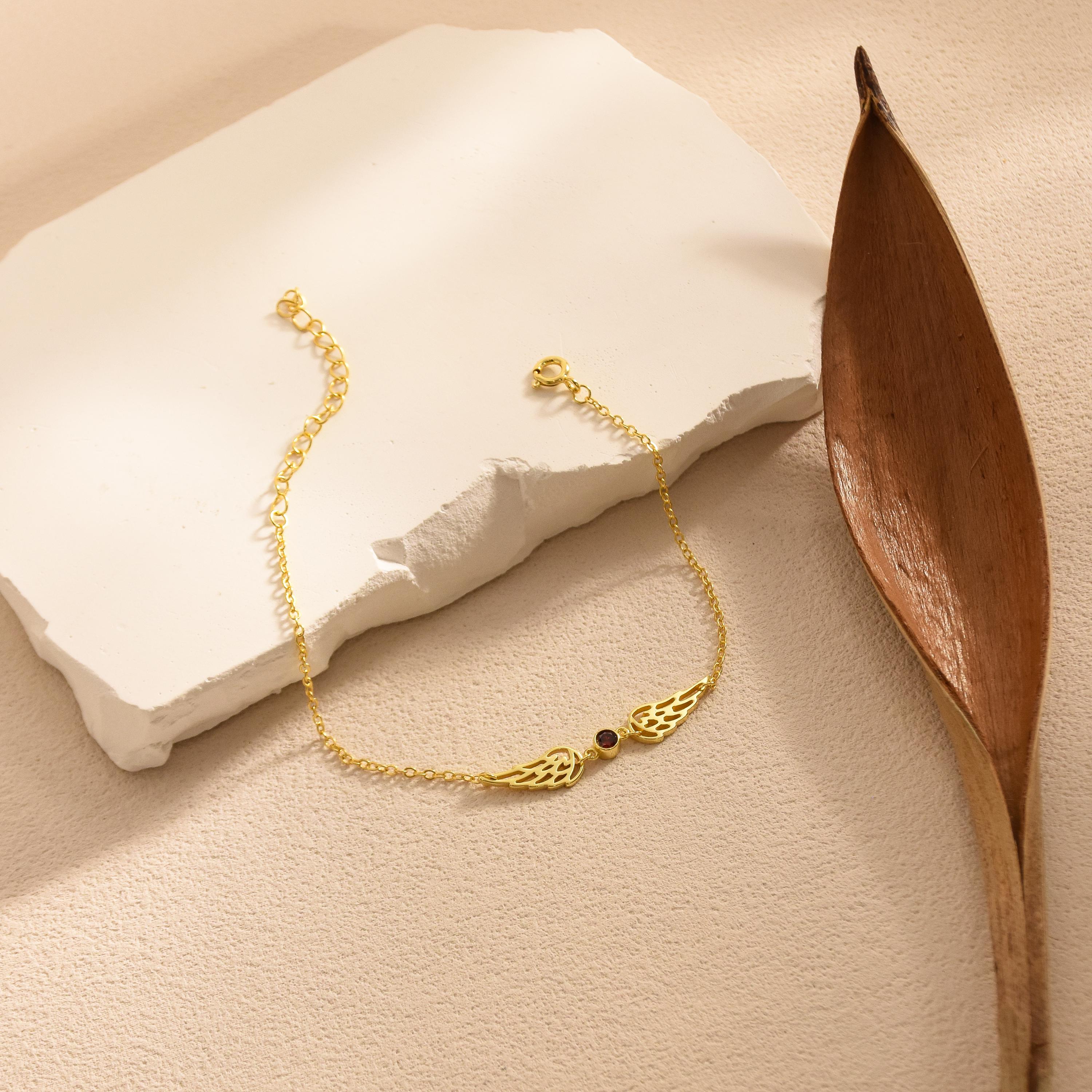 For Memorial -  I'm a Wife to a Husband  Custom Birthstone Wing Bracelet