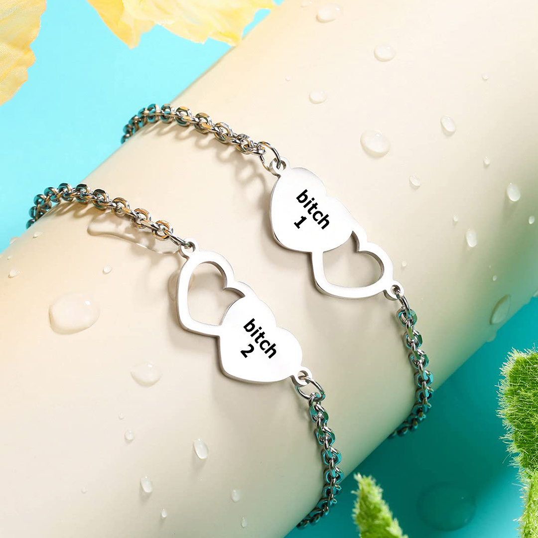For Friend -You're My Favorite Bitch Heart Set Bracelet