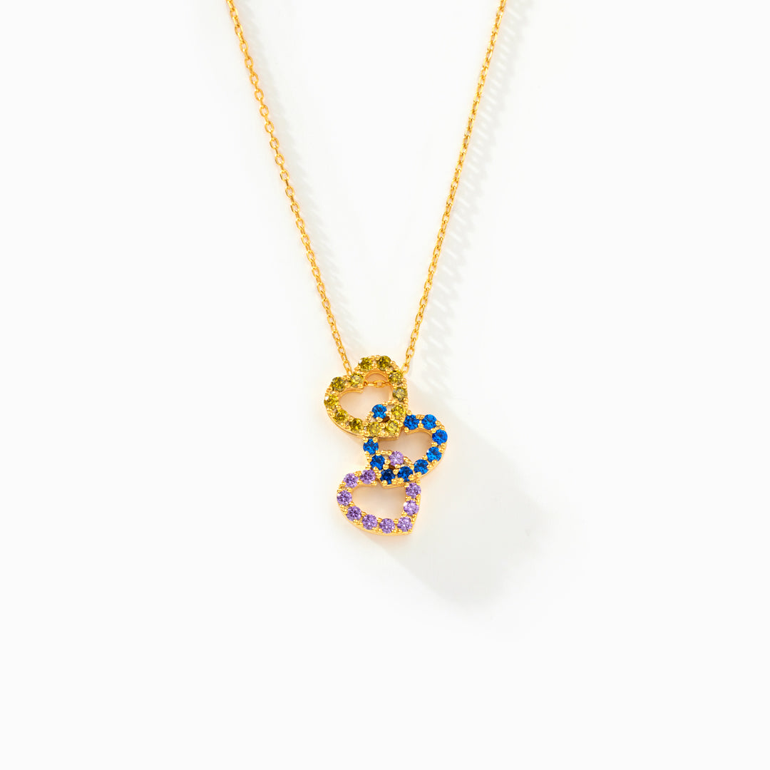 🎄Christmas Pre-sale🎁1-8 Birthstones Linked Hearts Necklace