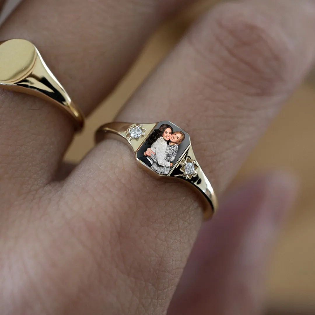 For Sister - Photo Birthstone Custom Ring