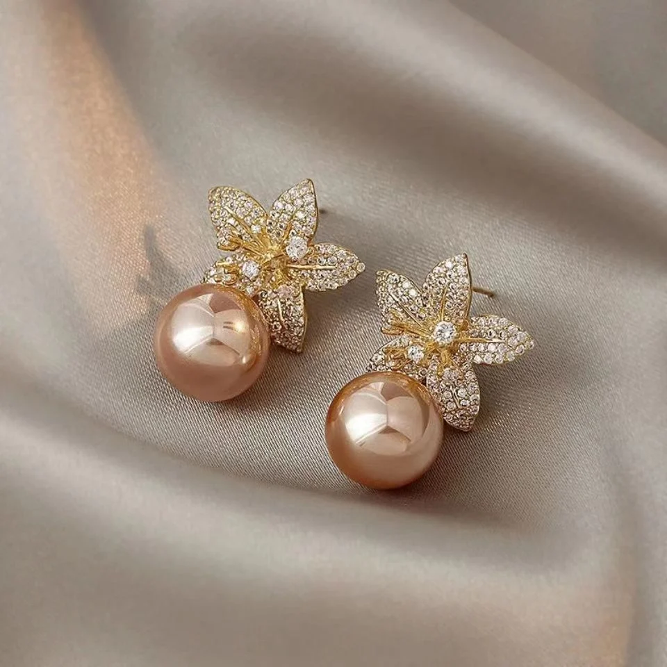 🎄Christmas Hot Sale✨Sparkling Pearl Flower Earrings