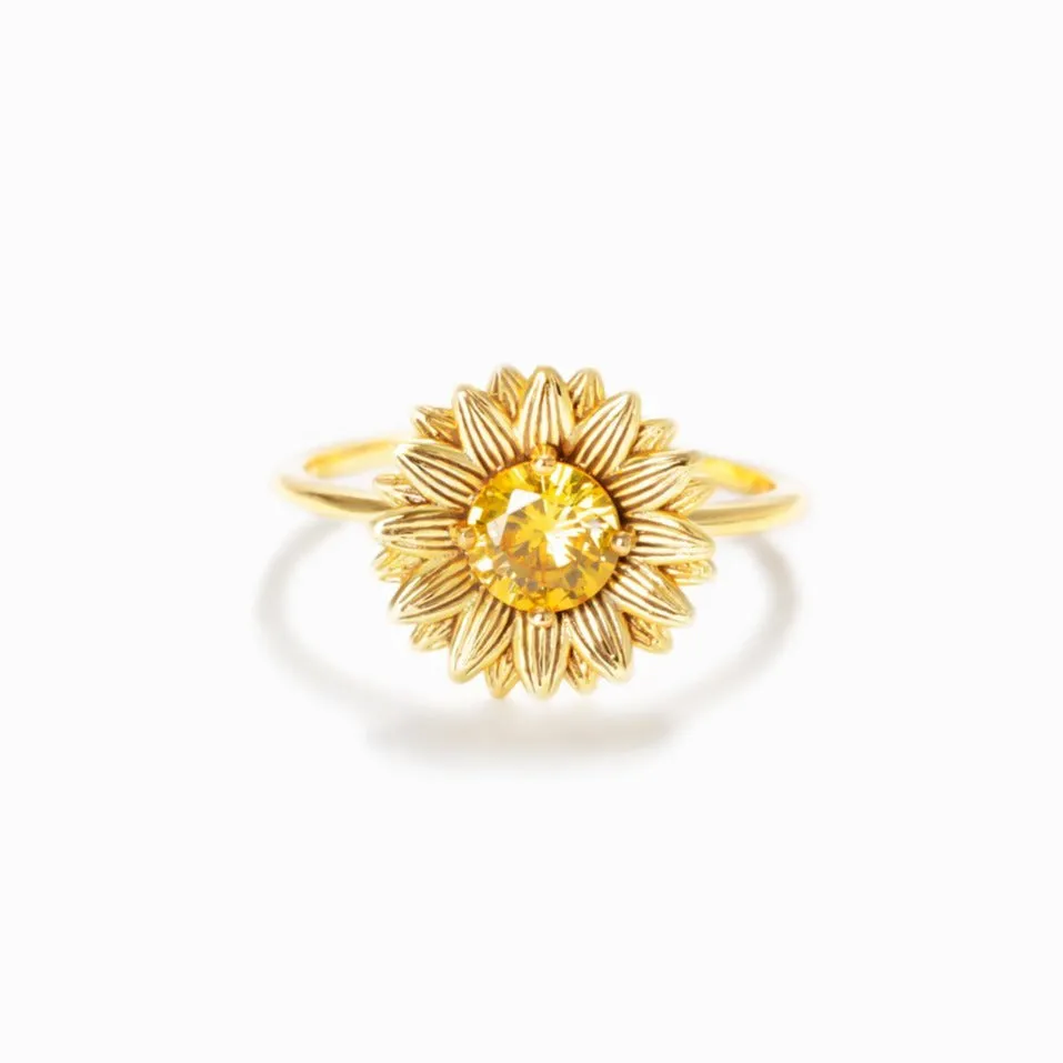 For Love- I Would Change The World For You Sunflower Ring