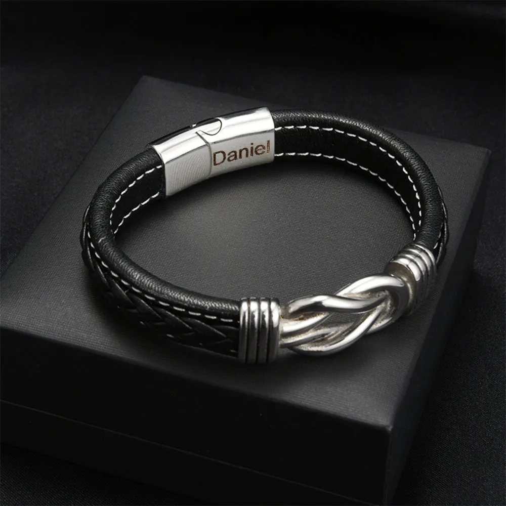 "To My Grandson" Family Bonds - Linked Forever Leather Bracelet 