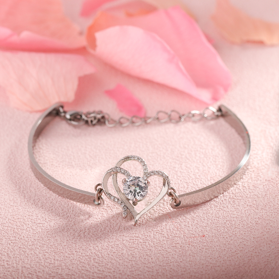 For Love - I Want All Of My Lasts To Be With You Double Heart Bracelet