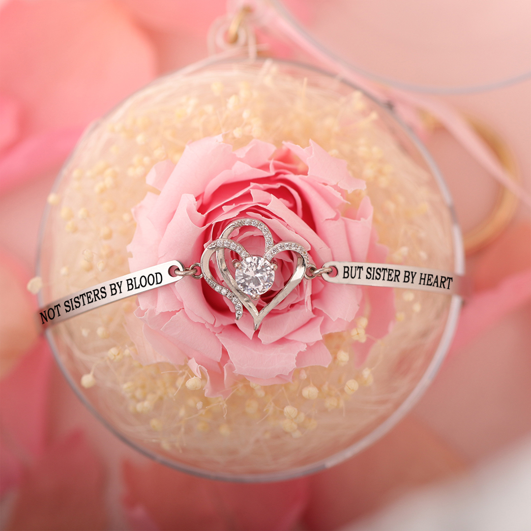 For Friend - Not Sisters By Blood But Sisters By Heart Double Heart Bracelet