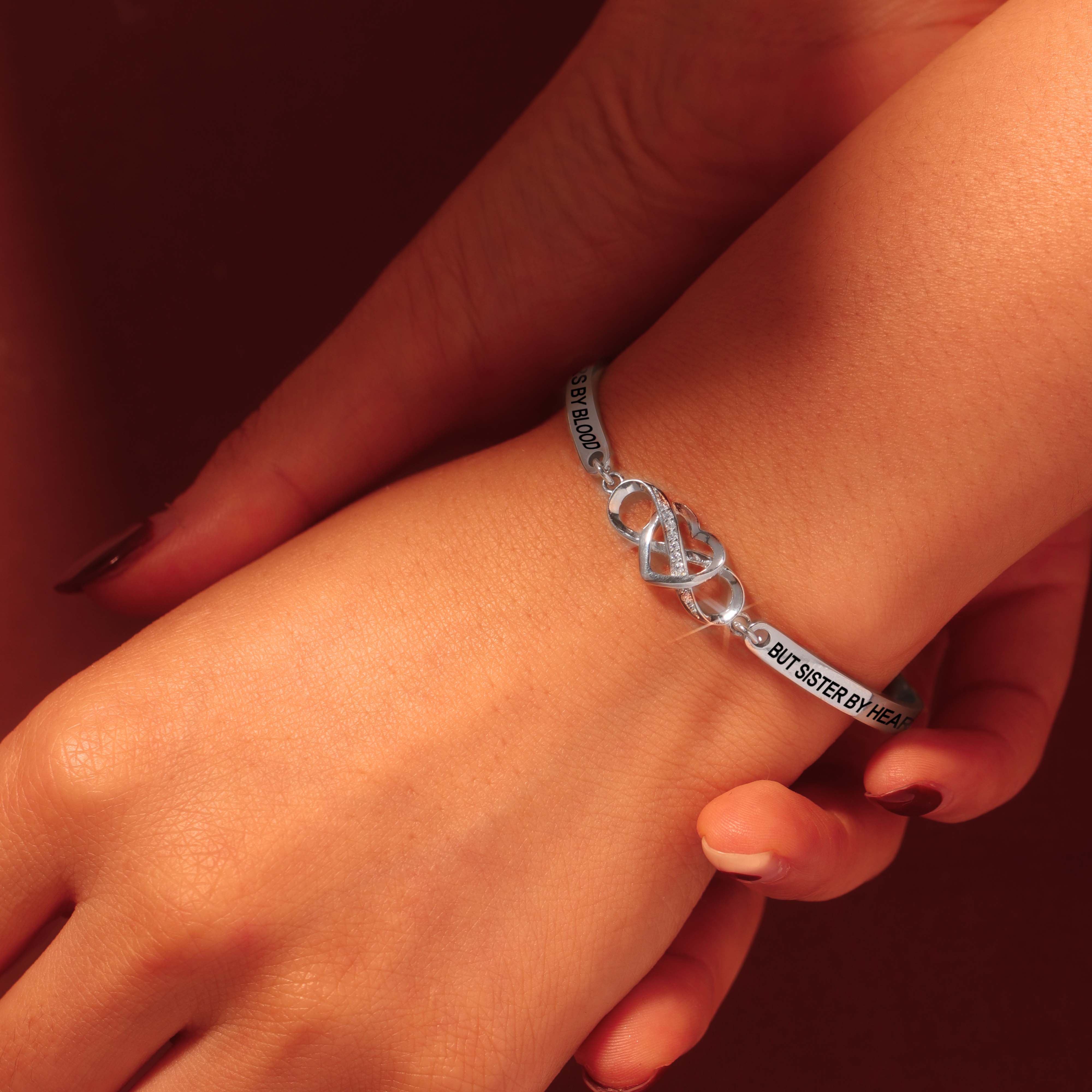 For Friend - Not Sisters By Blood But Sisters By Heart Double Heart Bracelet