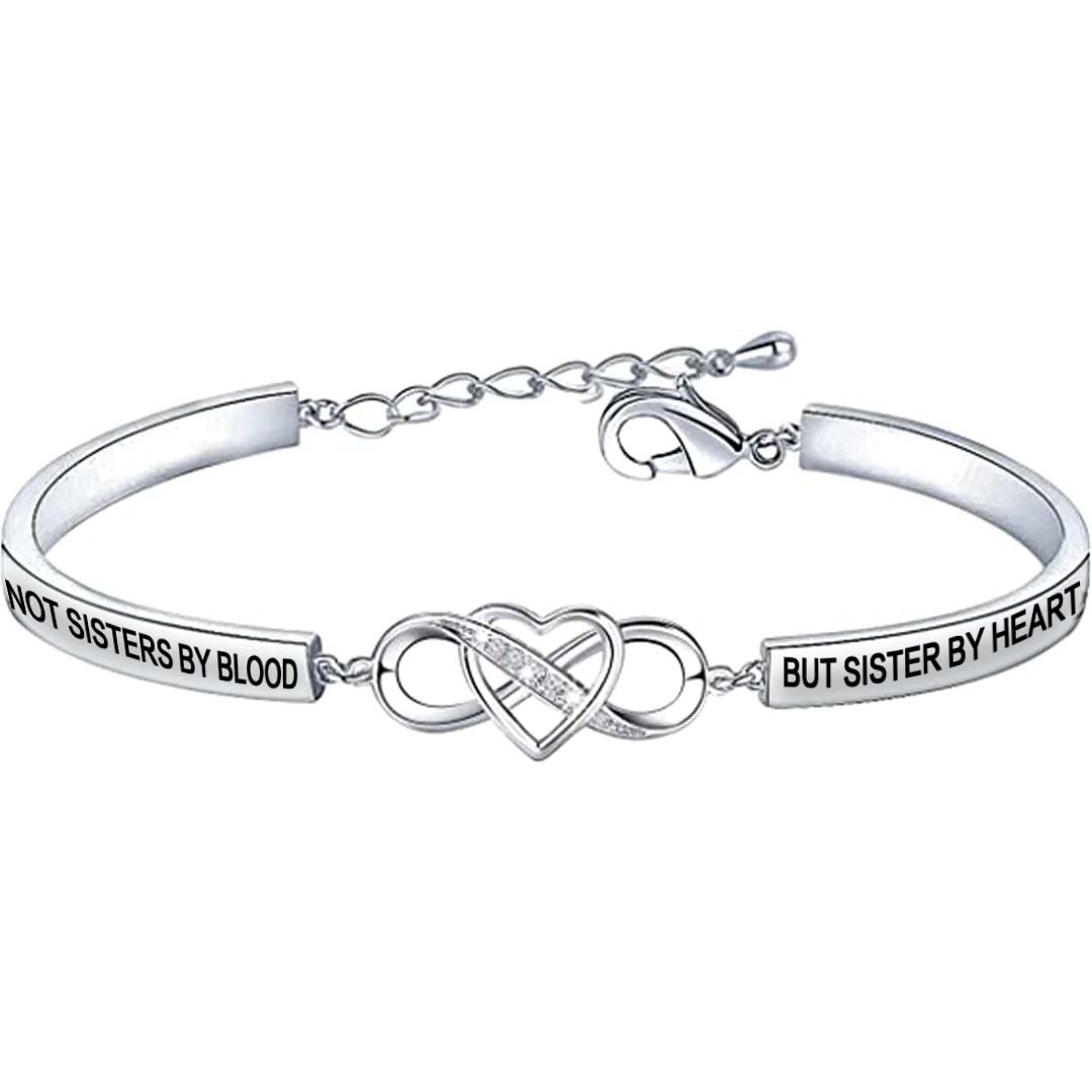For Friend - Not Sisters By Blood But Sisters By Heart Double Heart Bracelet