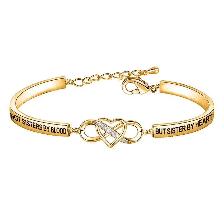 For Friend - Not Sisters By Blood But Sisters By Heart Double Heart Bracelet