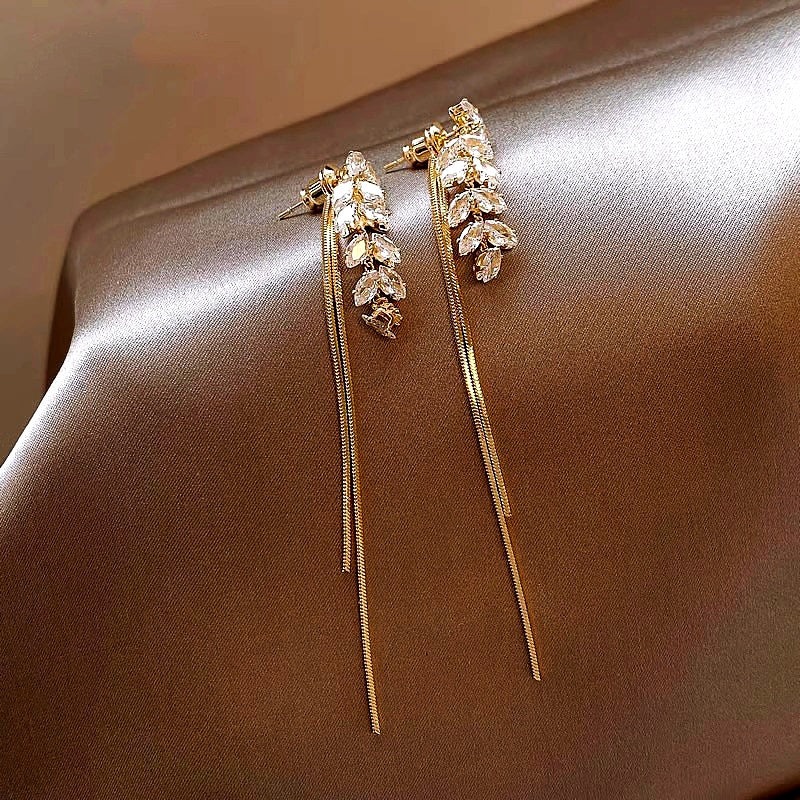 💐Mother's Day Pre-sale💝14K Gold-Plated Exquisite Long Wheat Tassel Earrings