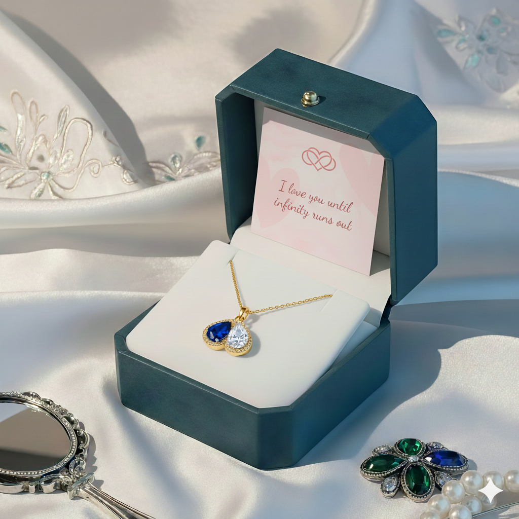 For My Granddaughter- Custom Promise Two Heart Birthstone Necklace