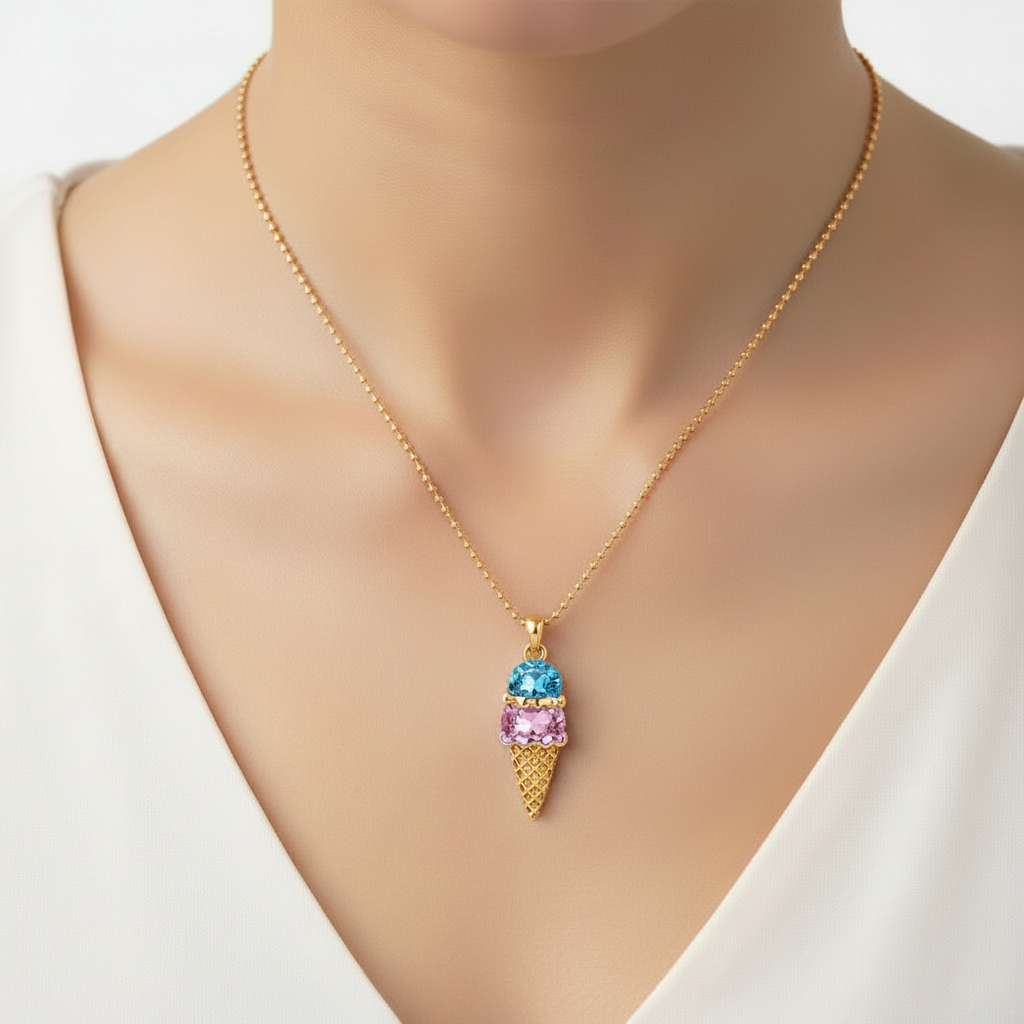 For Love- Custom Sweet Ice Cream Birthstones Necklace