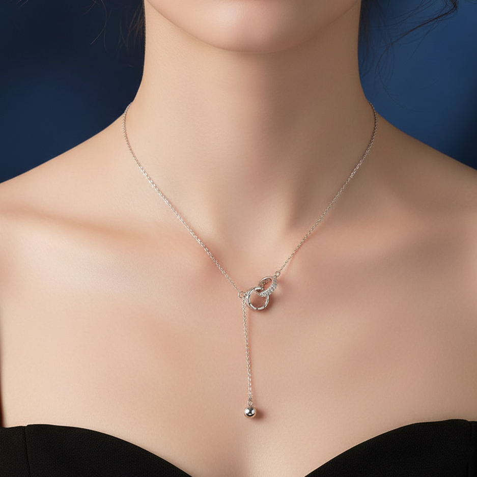 For Love- Interlocked Diamond Tassel Necklace