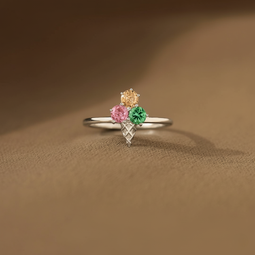 Mama's Love Never Melts Ice Cream Birthstones Ring