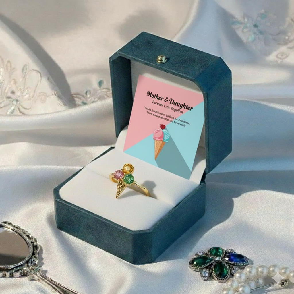 Mama's Love Never Melts Ice Cream Birthstones Ring