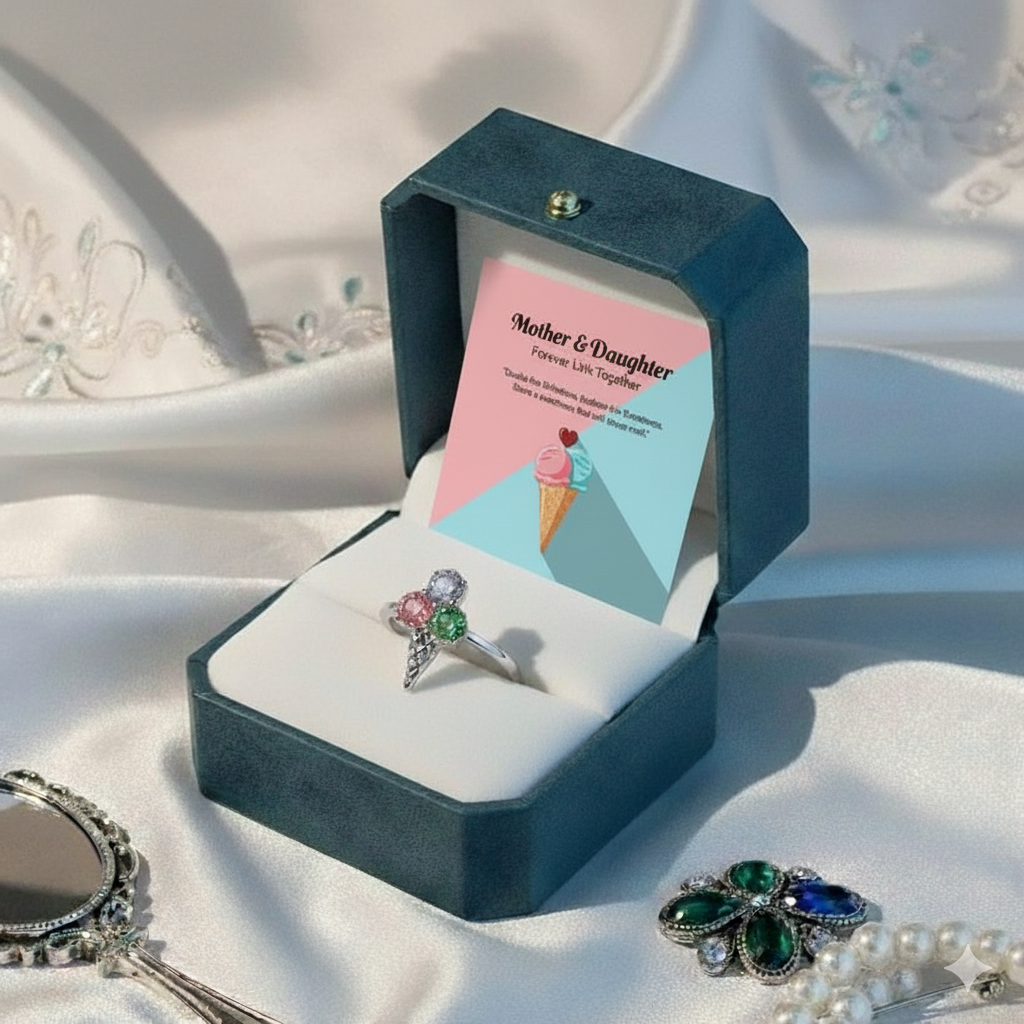 Mama's Love Never Melts Ice Cream Birthstones Ring
