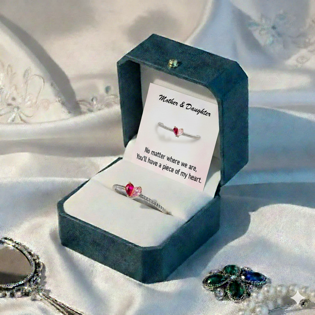 Custom Tiny Heart Birthstone Adjustable Ring-Christmas Gift