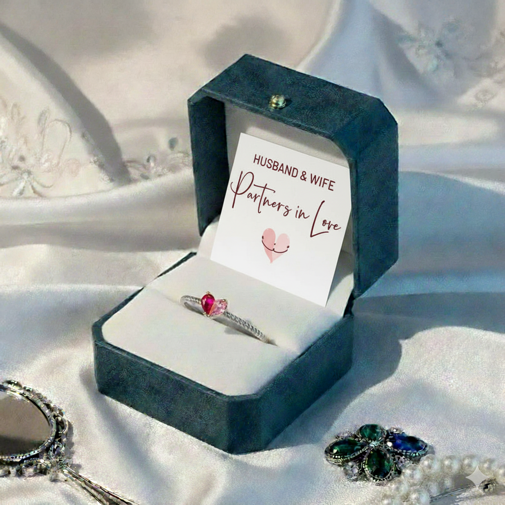 For Love - Partners In Love Heart Custom Birthstone Ring 