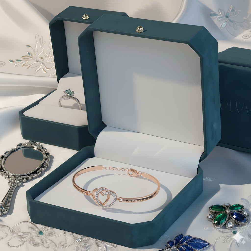 For Friend - Not Sisters By Blood But Sisters By Heart Double Heart Bracelet 