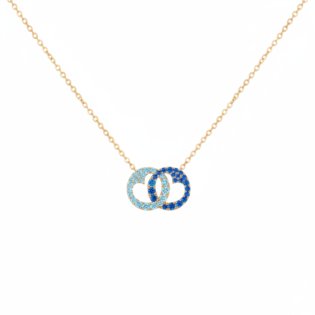 Mother & Daughter Linking Hearts Circle Birthstone Necklace