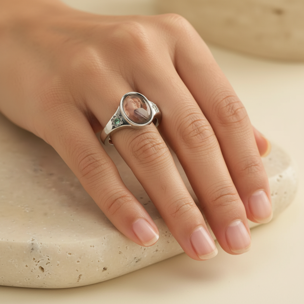 For Love-Photo Birthstone Custom Ring