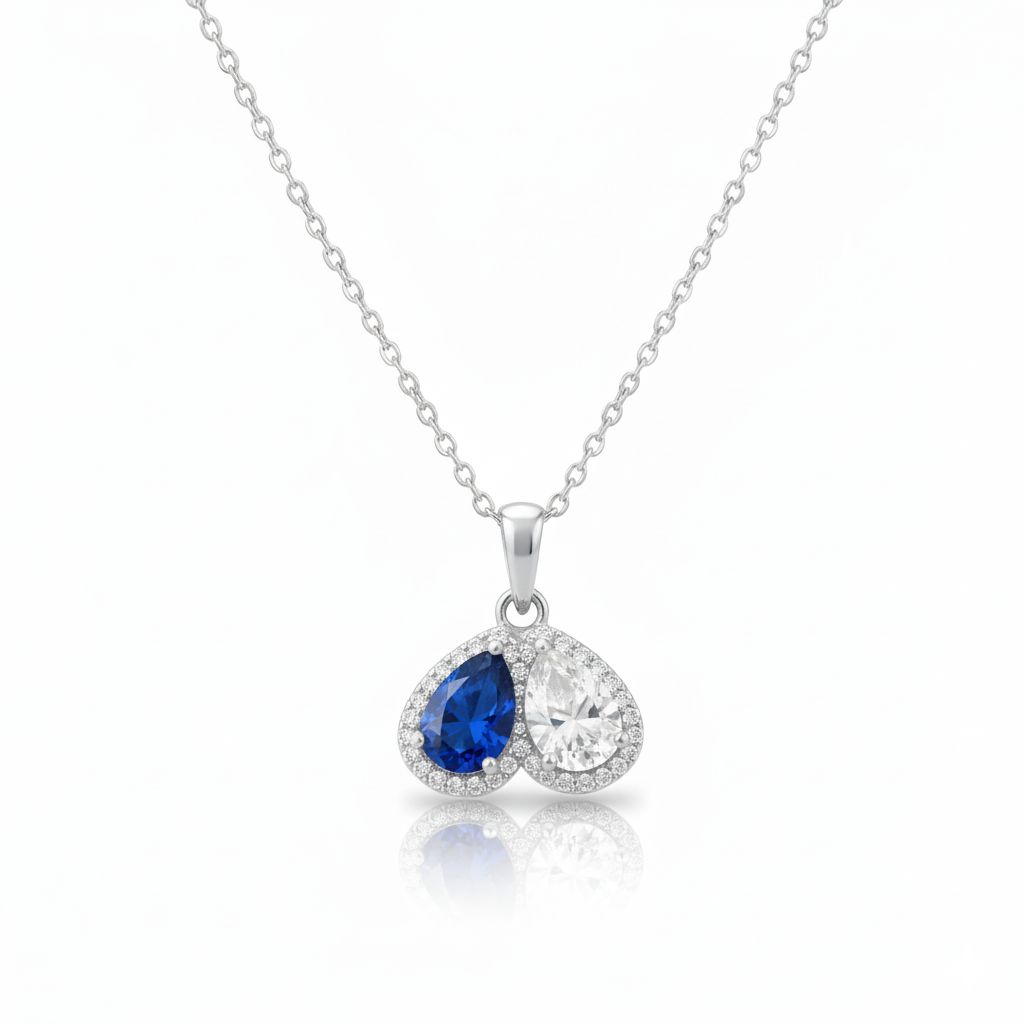 For Love- Custom Promise Two Heart Birthstone Necklace
