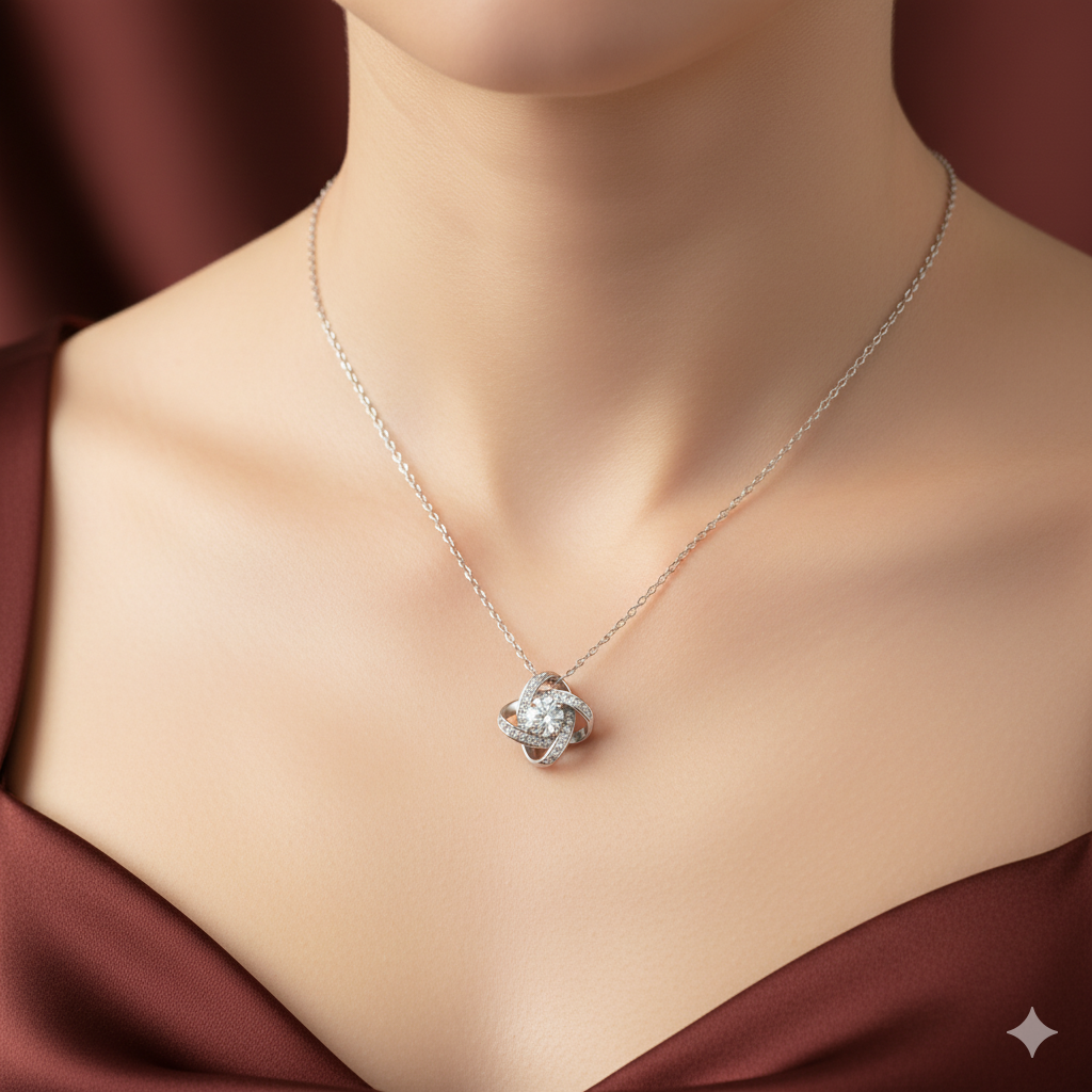 For My Granddaughter -I Am Always With You Diamond Knot Necklace