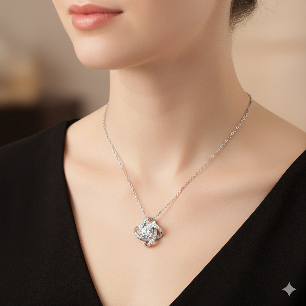 For My Granddaughter -I Am Always With You Diamond Knot Necklace