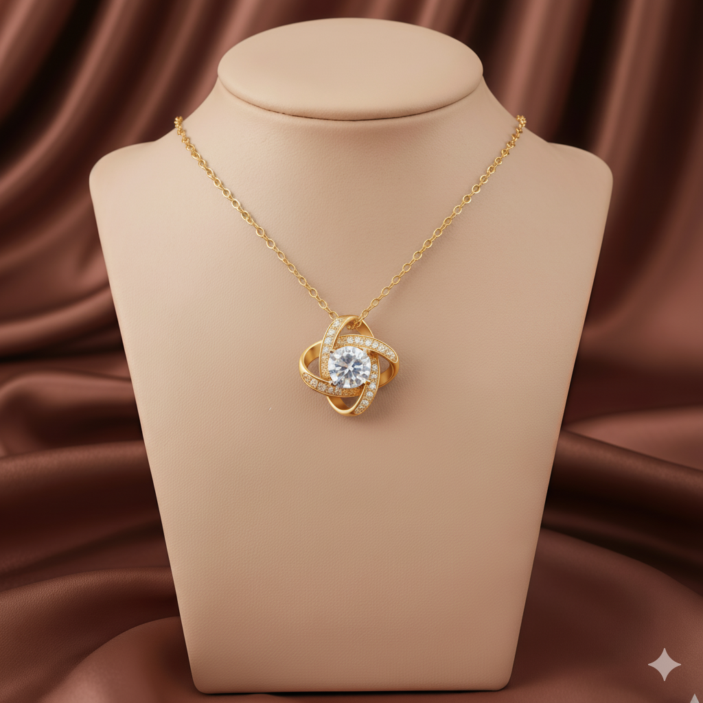 For My Granddaughter -I Am Always With You Diamond Knot Necklace