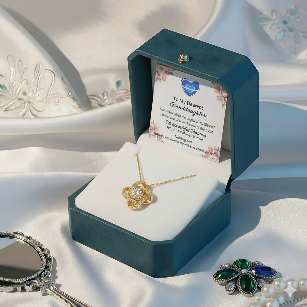 For My Granddaughter -I Am Always With You Diamond Knot Necklace